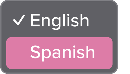 Image of a menu with the options of English and Spanish shown